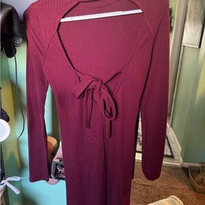Elegant Burgundy Knit Dress
